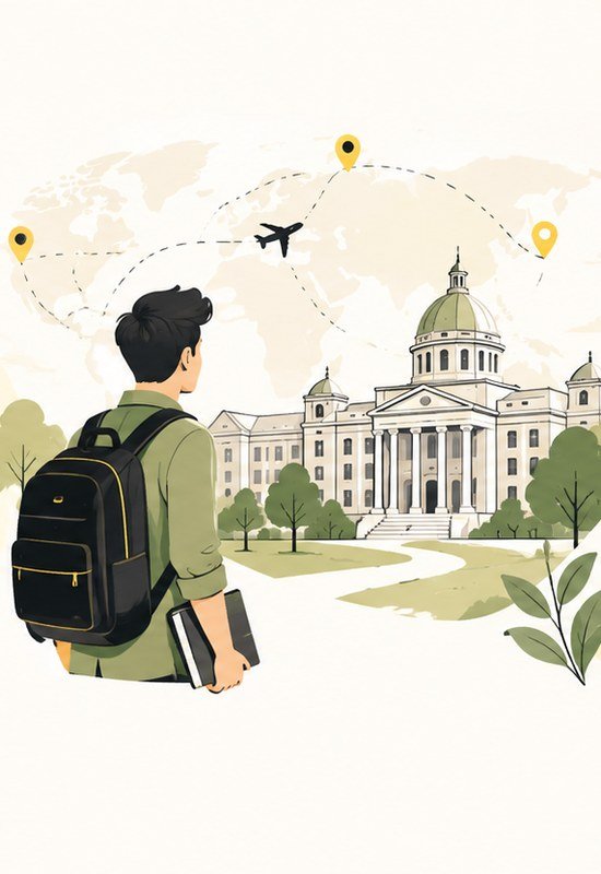 Scholarship and international study illustration