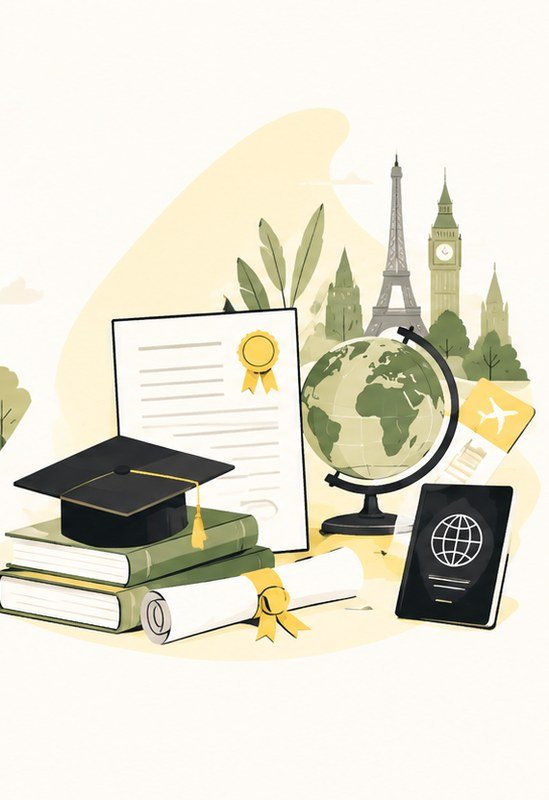 Scholarship and international study illustration