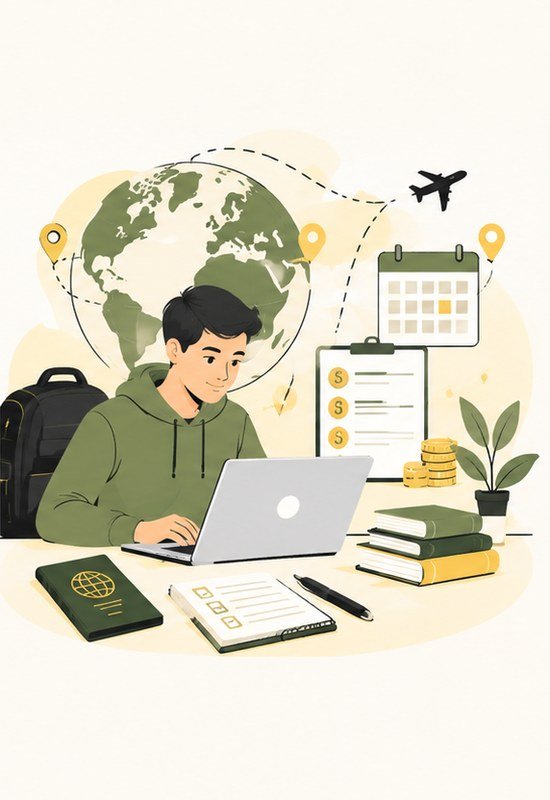 International university and student illustration