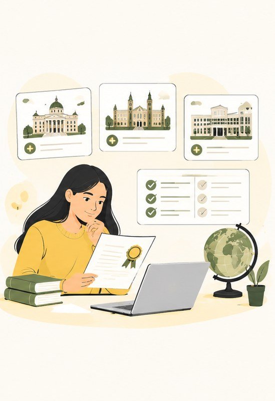 International university and student illustration